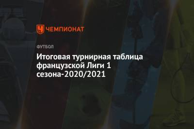 Кристоф Галтье - Итоговая турнирная таблица французской Лиги 1 сезона-2020/2021 - championat.com