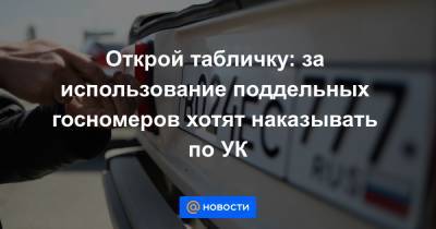 Ярослав Нилов - Открой табличку: за использование поддельных госномеров хотят наказывать по УК - news.mail.ru