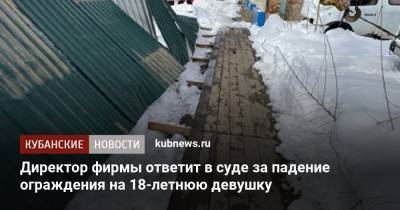 Директор фирмы ответит в суде за падение ограждения на 18-летнюю девушку - kubnews.ru - респ. Адыгея - Майкоп - Следственный Комитет