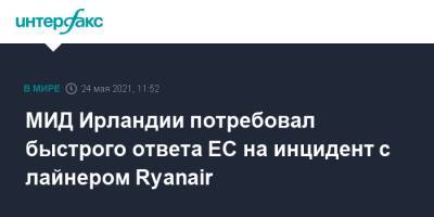 Анатолий Глаз - МИД Ирландии потребовал быстрого ответа ЕС на инцидент с лайнером Ryanair - interfax.ru - Москва - Белоруссия - Литва - Минск - Ирландия