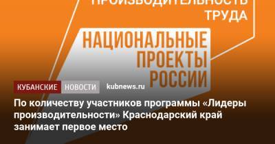 По количеству участников программы «Лидеры производительности» Краснодарский край занимает первое место - kubnews.ru - Красноярский край - Краснодарский край - Ростовская обл.