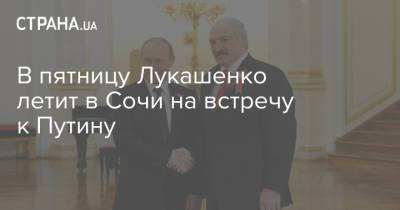 Владимир Путин - Александр Лукашенко - В пятницу Лукашенко летит в Сочи на встречу к Путину - strana.ua - Москва - Сочи - Минск
