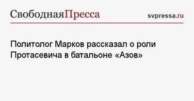 Сергей Марков - Роман Протасевич - Политолог Марков рассказал о роли Протасевича в батальоне «Азов» - svpressa.ru - Вильнюс - Минск