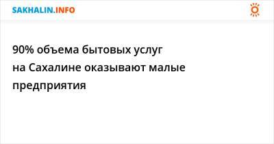 90% объема бытовых услуг на Сахалине оказывают малые предприятия - sakhalin.info - Сахалинская обл.