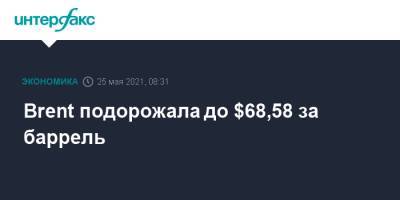 Brent подорожала до $68,58 за баррель - interfax.ru - Москва - США - Иран