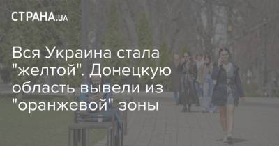 Вся Украина стала "желтой". Донецкую область вывели из "оранжевой" зоны - strana.ua - Киев - Хмельницкая обл. - Винницкая обл. - Закарпатская обл. - Полтавская обл. - Донецкая обл.