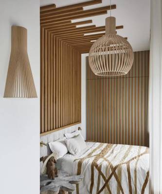 Деревянные рейки в интерьере спальни: 25+ примеров - skuke.net