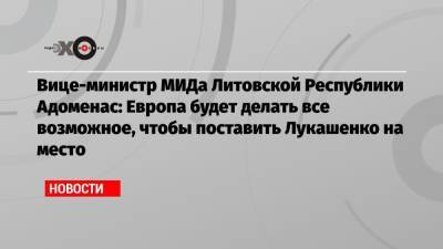 Вице-министр МИДа Литовской Республики Адоменас: Европа будет делать все возможное, чтобы поставить Лукашенко на место - echo.msk.ru - Москва - Литва