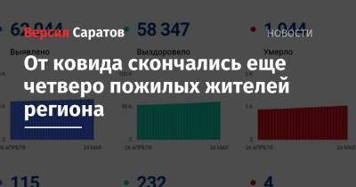 От ковида скончались еще четверо пожилых жителей региона - nversia.ru - Саратовская обл.