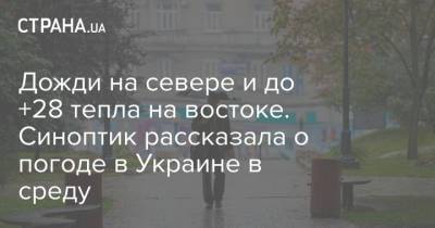 Наталья Диденко - Дожди на севере и до +28 тепла на востоке. Синоптик рассказала о погоде в Украине в среду - strana.ua - Киев