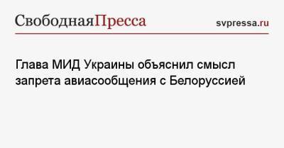 Дмитрий Кулеба - Глава МИД Украины объяснил смысл запрета авиасообщения с Белоруссией - svpressa.ru - Киев - Минск