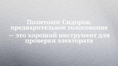 Политолог Сидоров: предварительное голосование — это хороший инструмент для проверки электората - chelny-izvest.ru