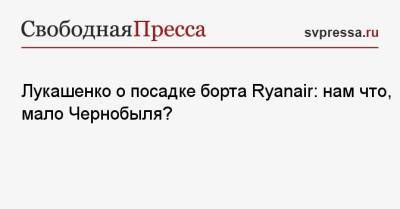 Александр Лукашенко - Лукашенко о посадке борта Ryanair: нам что, мало Чернобыля? - svpressa.ru
