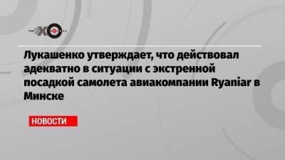 Александр Лукашенко - Лукашенко утверждает, что действовал адекватно в ситуации с экстренной посадкой самолета авиакомпании Ryaniar в Минске - echo.msk.ru - Киев - Швейцария - Вильнюс - Минск - Варшава