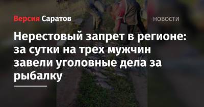 Нерестовый запрет в регионе: за сутки на трех мужчин завели уголовные дела за рыбалку - nversia.ru - Саратовская обл. - район Энгельсский