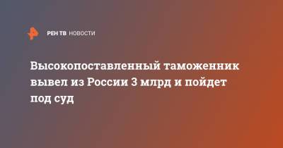 Высокопоставленный таможенник вывел из России 3 млрд и пойдет под суд - ren.tv - Новосибирск - Бердск