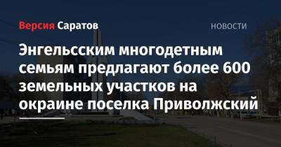 Алексей Стрельников - Энгельсским многодетным семьям предлагают более 600 земельных участков на окраине поселка Приволжский - nversia.ru - район Энгельсский