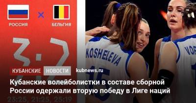 Кубанские волейболистки в составе сборной России одержали вторую победу в Лиге наций - kubnews.ru - Бельгия - Краснодарский край - Бразилия