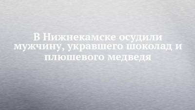 В Нижнекамске осудили мужчину, укравшего шоколад и плюшевого медведя - chelny-izvest.ru - Нижнекамск