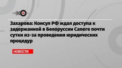 Мария Захарова - Захарова: Консул РФ ждал доступа к задержанной в Белоруссии Сапеге почти сутки из-за проведения юридических процедур - echo.msk.ru - Москва