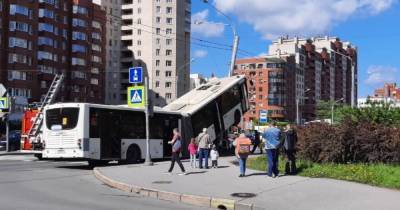 В Петербурге в результате ДТП автобус забрался на фонарный столб (видео) - focus.ua - Санкт-Петербург