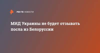 Дмитрий Кулеба - МИД Украины не будет отзывать посла из Белоруссии - ren.tv - Киев - Минск