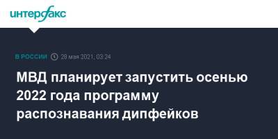 Юрий Жданов - МВД планирует запустить осенью 2022 года программу распознавания дипфейков - interfax.ru - Москва