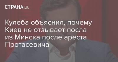 Роман Протасевич - Дмитрий Кулеба - Кулеба объяснил, почему Киев не отзывает посла из Минска после ареста Протасевича - strana.ua - Киев - Минск