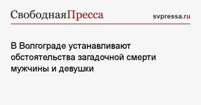 В Волгограде устанавливают обстоятельства загадочной смерти мужчины и девушки - svpressa.ru - Волгоград - район Дзержинский