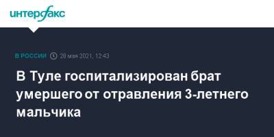 В Туле госпитализирован брат умершего от отравления 3-летнего мальчика - interfax.ru - Москва - Тула - Тульская обл.