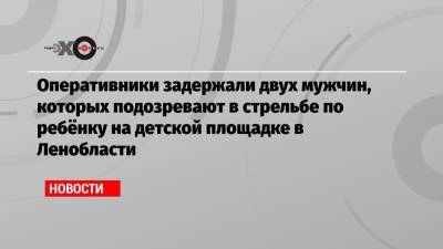 Оперативники задержали двух мужчин, которых подозревают в стрельбе по ребёнку на детской площадке в Ленобласти - echo.msk.ru - Ленинградская обл. - Санкт-Петербург