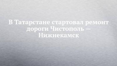 В Татарстане стартовал ремонт дороги Чистополь — Нижнекамск - chelny-izvest.ru - респ. Татарстан - Нижнекамск