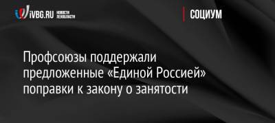 Профсоюзы поддержали предложенные «Единой Россией» поправки к закону о занятости - ivbg.ru - Москва