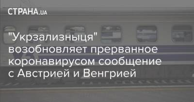 "Укрзализныця" возобновляет прерванное коронавирусом сообщение с Австрией и Венгрией - strana.ua - Австрия - Украина - Киев - Венгрия - Будапешт