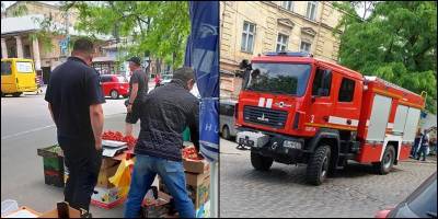 В Одессе на улице Новосельского сотрудник ГСЧС ехал с сиреной на базар за клубникой - фото - ТЕЛЕГРАФ - telegraf.com.ua - Одесса
