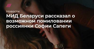 София Сапеги - МИД Беларуси рассказал о возможном помиловании россиянки Софии Сапеги - tvrain.ru