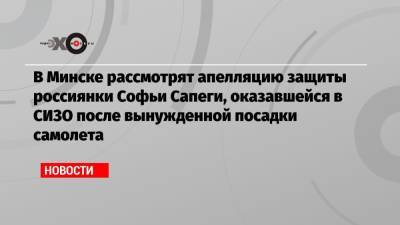 Софья Сапеги - В Минске рассмотрят апелляцию защиты россиянки Софьи Сапеги, оказавшейся в СИЗО после вынужденной посадки самолета - echo.msk.ru - Минск