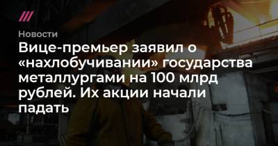 Сергей Бобылев - Вице-премьер заявил о «нахлобучивании» государства металлургами на 100 млрд рублей. Их акции начали падать - tvrain.ru