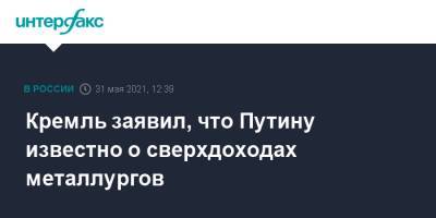 Владимир Путин - Дмитрий Песков - Андрей Белоусов - Кремль заявил, что Путину известно о сверхдоходах металлургов - interfax.ru - Москва