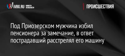 Под Приозерском мужчина избил пенсионера за замечание, в ответ пострадавший расстрелял его машину - ivbg.ru - Ленинградская обл. - Санкт-Петербург - Приозерск - район Приозерский
