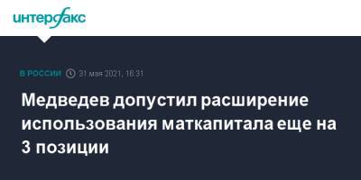 Дмитрий Медведев - Медведев допустил расширение использования маткапитала еще на 3 позиции - interfax.ru - Москва