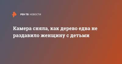 Камера сняла, как дерево едва не раздавило женщину с детьми - ren.tv - респ. Удмуртия