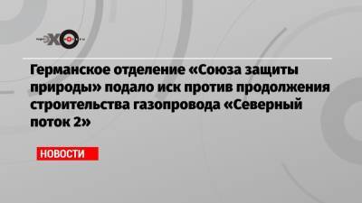 Германское отделение «Союза защиты природы» подало иск против продолжения строительства газопровода «Северный поток 2» - echo.msk.ru