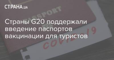 Страны G20 поддержали введение паспортов вакцинации для туристов - strana.ua