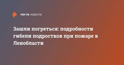 Зашли погреться: подробности гибели подростков при пожаре в Ленобласти - ren.tv - Ленинградская обл. - район Тосненский