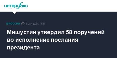 Владимир Путин - Михаил Мишустин - Мишустин утвердил 58 поручений во исполнение послания президента - interfax.ru - Москва