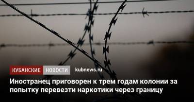 Иностранец приговорен к трем годам колонии за попытку перевезти наркотики через границу - kubnews.ru - Сочи - Краснодарский край - Краснодар - Апсны - Таможенный Союз - Адлер