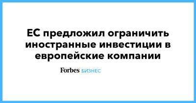 ЕС предложил ограничить иностранные инвестиции в европейские компании - forbes.ru - Ляйен - Европа