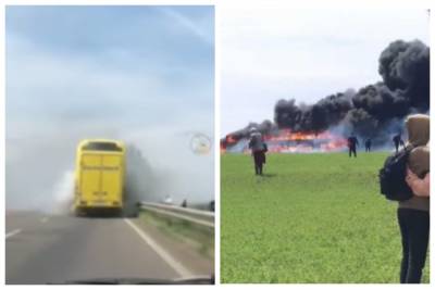 Видео начала пожара в рейсовом автобусе на трассе Киев-Одесса: "сгорел весь багаж" - odessa.politeka.net - Киев - Одесса