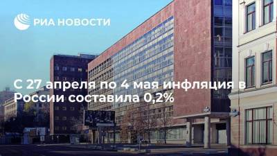 С 27 апреля по 4 мая инфляция в России составила 0,2% - smartmoney.one